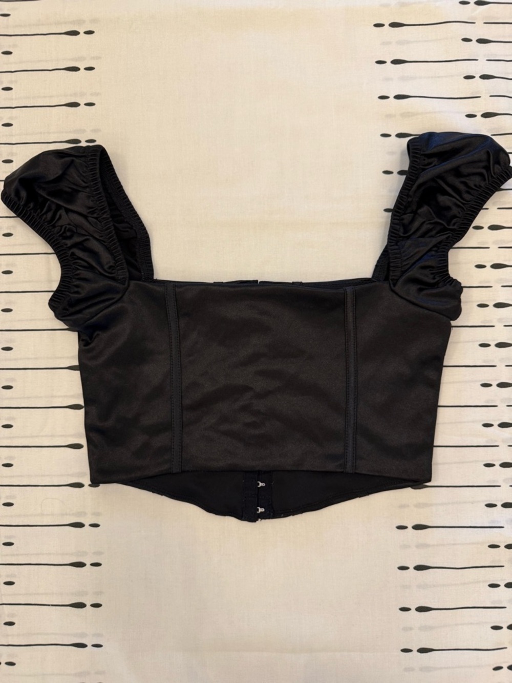 Y2K Wet Seal Black Cropped Bustier with Puffed Sleeves